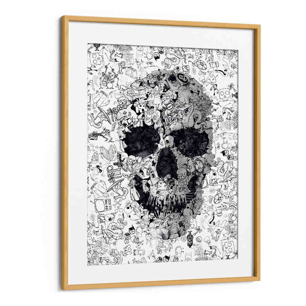 DOODLE SKULL , SURREAL ART PRINTS
