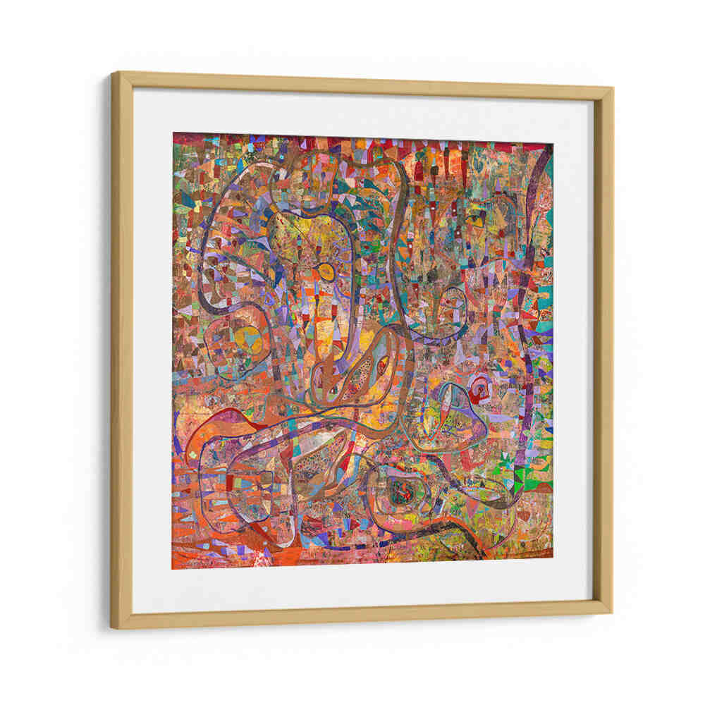 Oakwood Mount framed DYSTOPIA , ABSTRACT PAINTINGS, with layered textures and vivid colors for modern interiors
