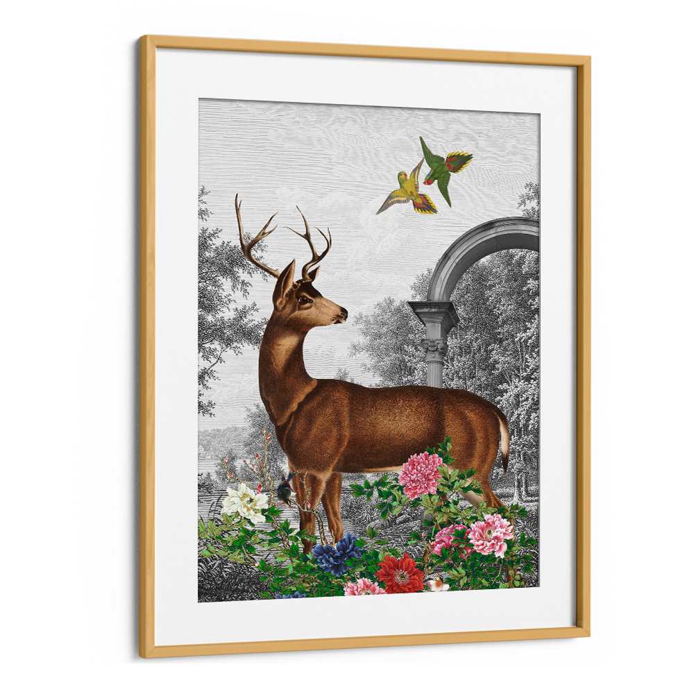 ELEGANT DEER GARDEN SCENE
