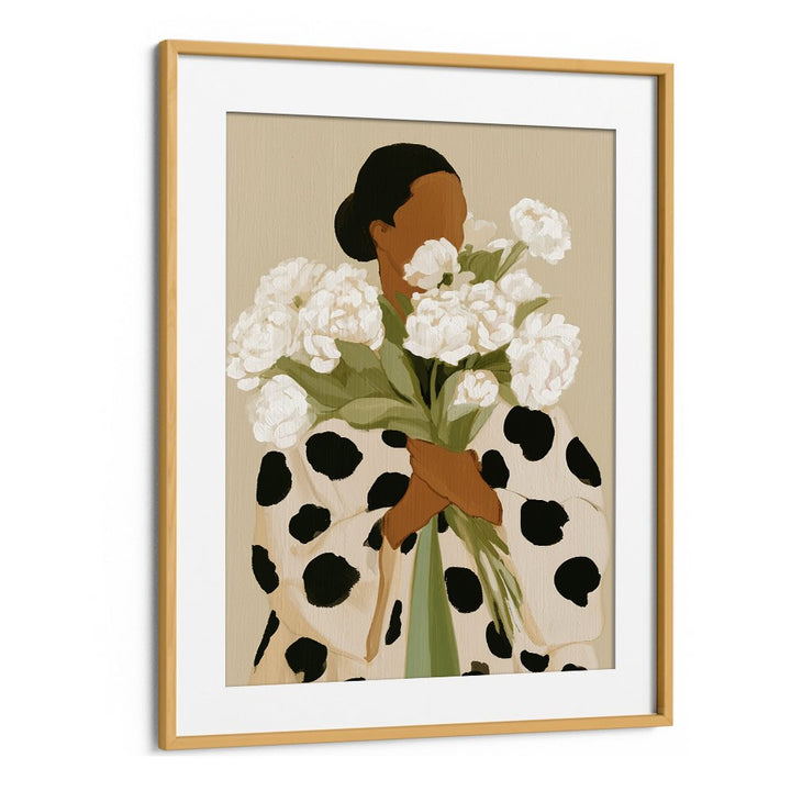 ELEGANT WOMAN WHITE PEONIES