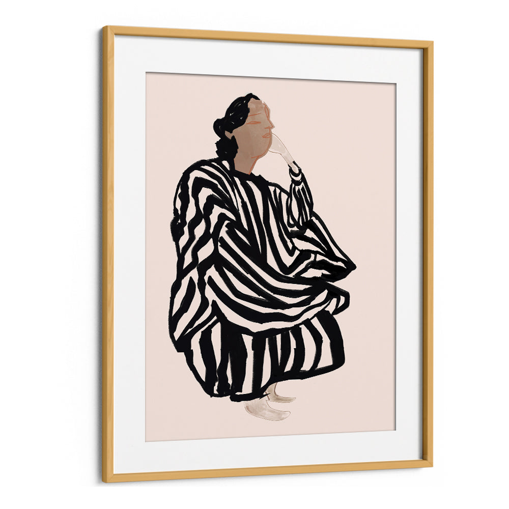 Elegant portrayal of a woman in stripes, showcasing the artistry of FEMALE FIGURE I, PORTRAITS for your collection.