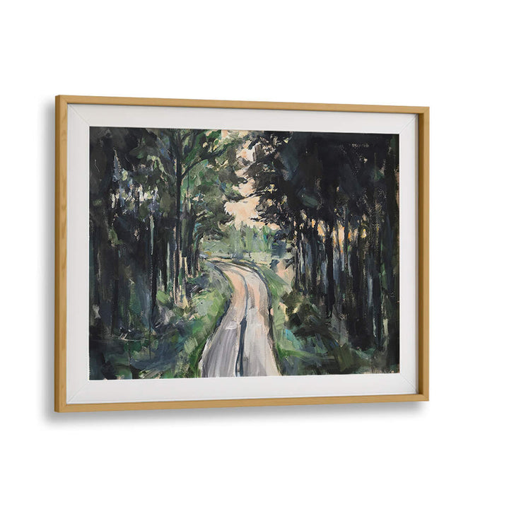 Serene forest pathway captured in exquisite landscape paintings, enhancing your space with calming beauty.