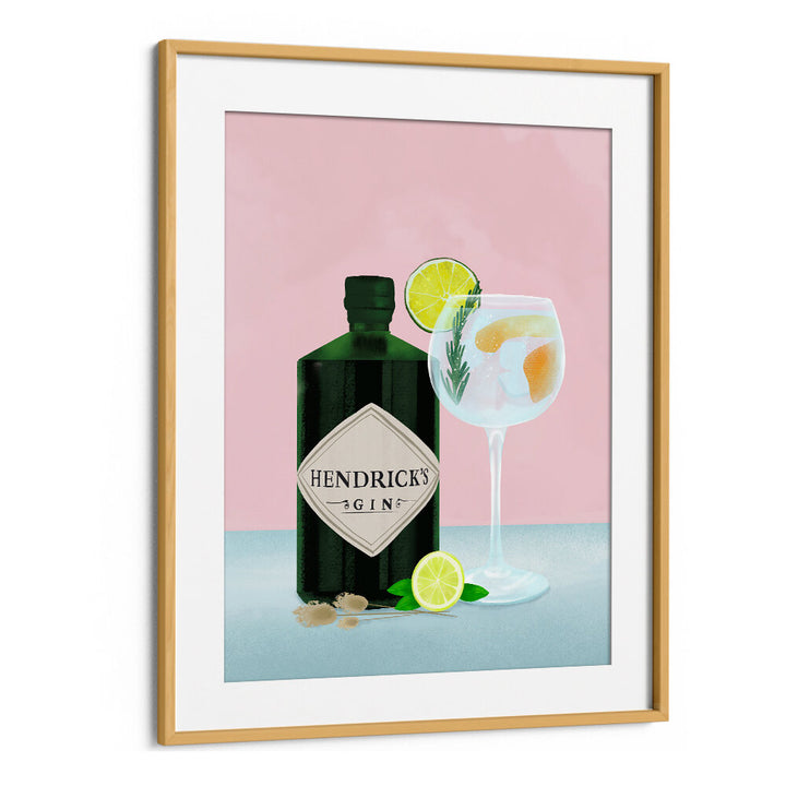 Oakwood Mount: GIN TONIC , BAR artwork with Hendrick's gin bottle and cocktail glass