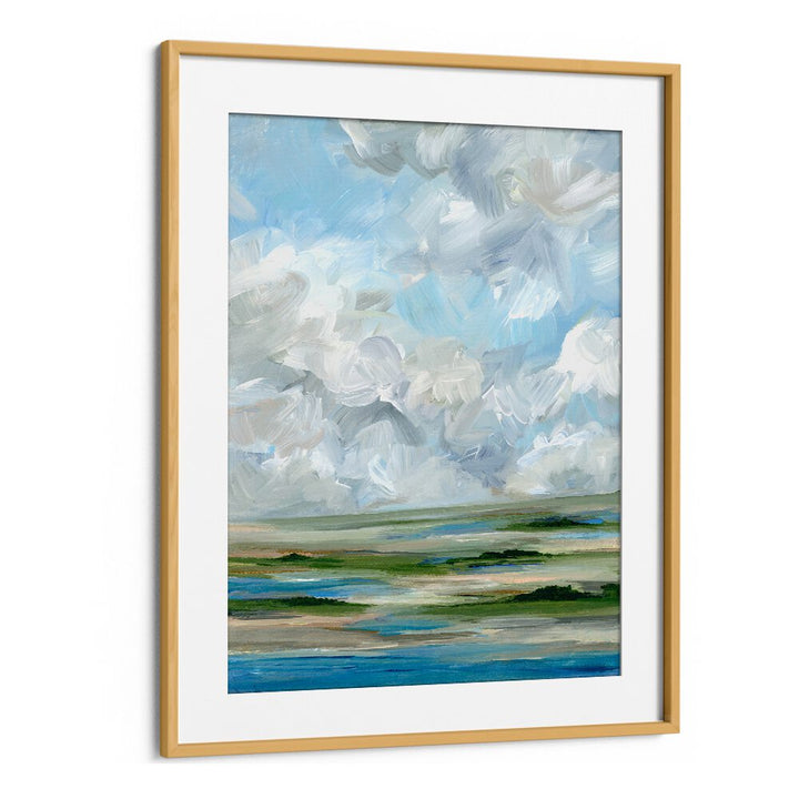 Vibrant clouds and serene waters capture the essence of MID DAY MARSH, LANDSCAPE PAINTINGS for a tranquil home.