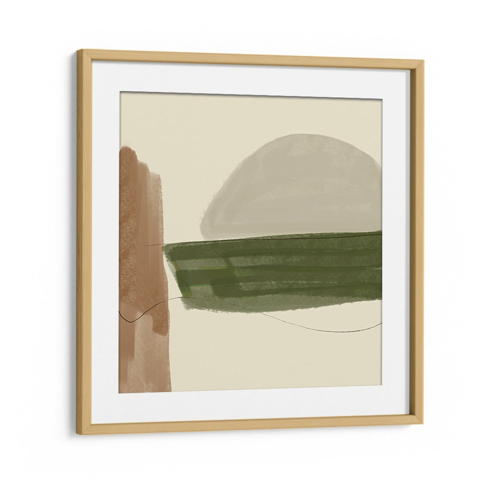 Framed MINIMAL FALL, ABSTRACT PAINTINGS featuring earthy tones and soft shapes, perfect for modern decor.