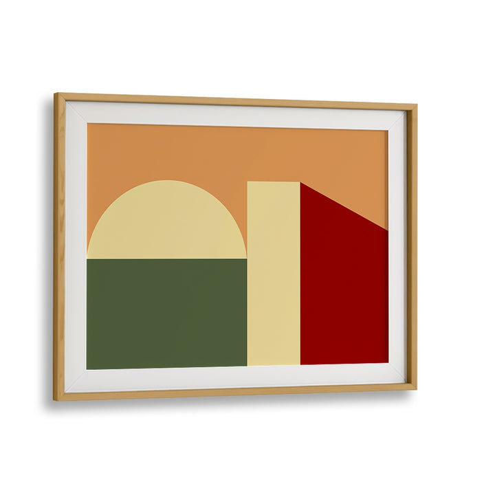 Stylish MODERN TERRA SHAPES, GEOMETRIC ART PRINTS in a chic frame, perfect for contemporary home decor.