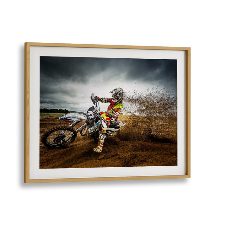 Dynamic motocross action captured in fine art photography prints, showcasing thrilling moments in speed and skill.