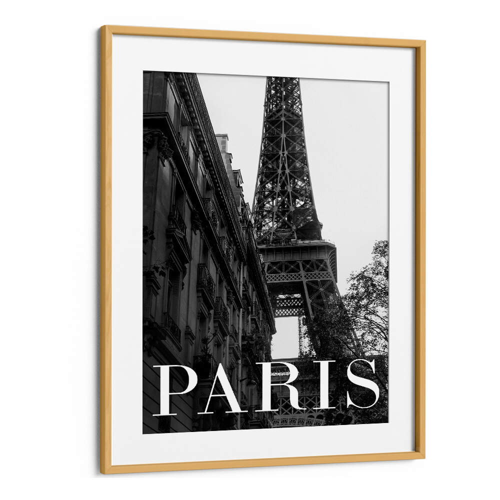 Stylish PARIS TEXT I, TRAVEL POSTERS featuring the iconic Eiffel Tower for your home decor by Oakwood Mount.