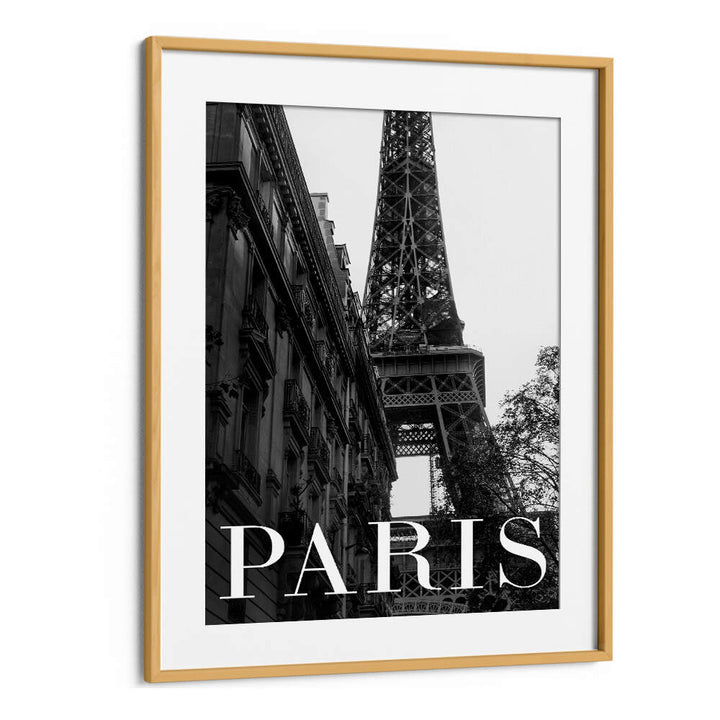 Stylish PARIS TEXT I, TRAVEL POSTERS featuring the iconic Eiffel Tower for your home decor by Oakwood Mount.