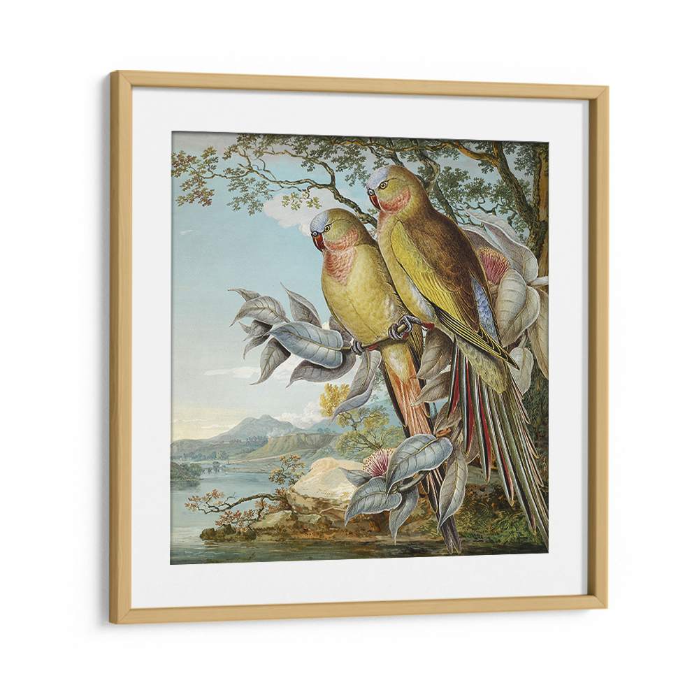 PARROTS IN TROPICAL LANDSCAPE