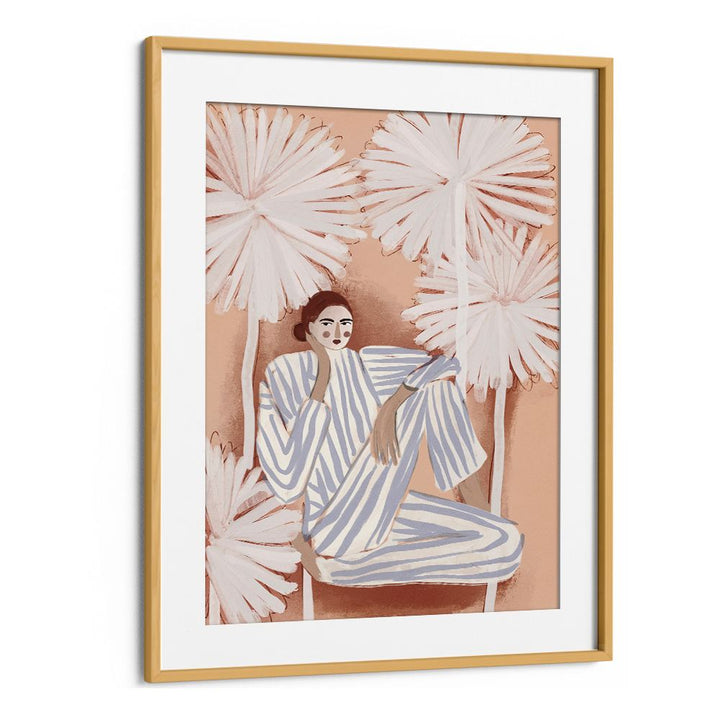 PEACEFUL WOMAN AMONG LEAVES