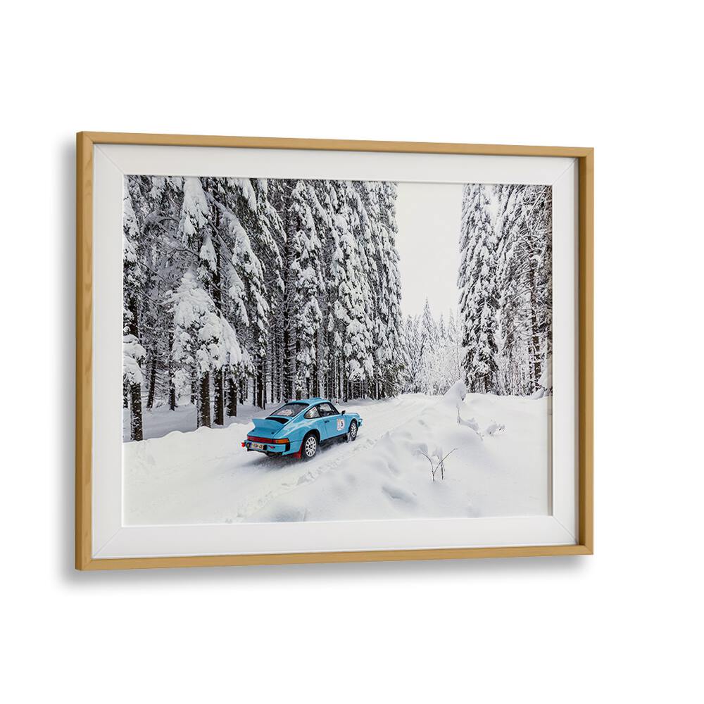 Stunning PORSCHE 911 II , PHOTOGRAPHY PRINTS in a snowy forest, perfect for enhancing any automotive-themed space.