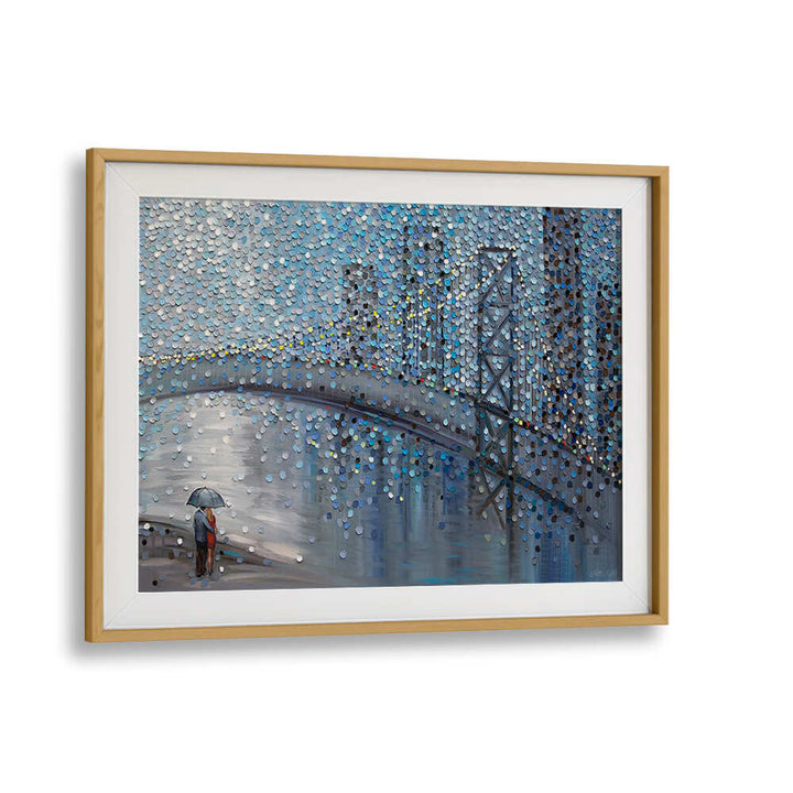 RAINY DATE WITH THE BRIDGE VIEW , MODERN IMPRESSIONISM PAINTINGS