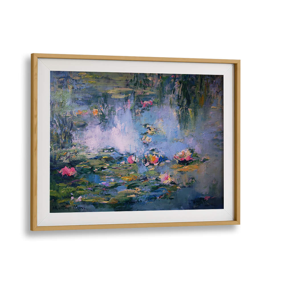 SERENE LILY POND , FLORAL FLOWER PAINTINGS