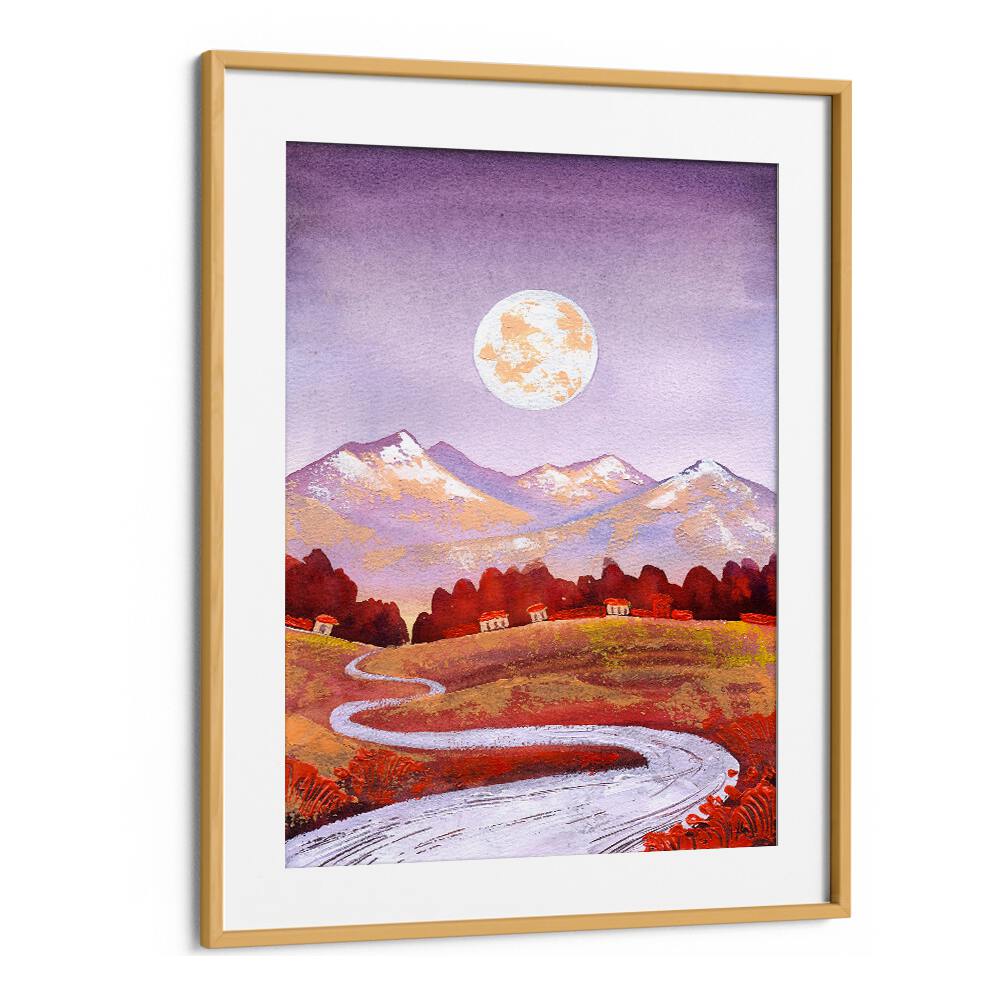Captivating FULL MOON PURPLE, LANDSCAPE PAINTINGS showcasing serene landscapes under a dreamy purple moonlit sky.