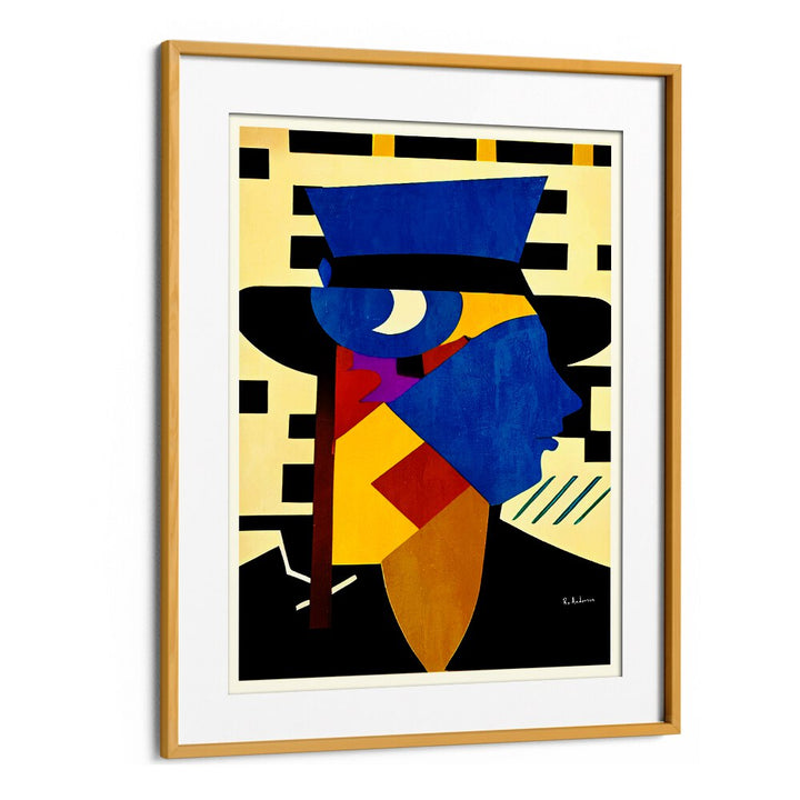 Colorful abstract artwork featuring a young girl with hat, portraits that embody youthful elegance and charm.