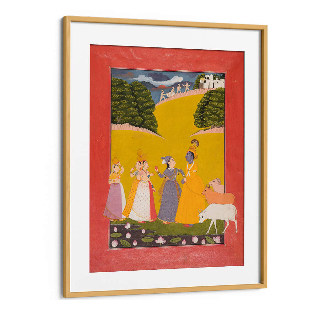 KRISHNA AMONG THE GOPIS , INDIAN ART PAINTINGS