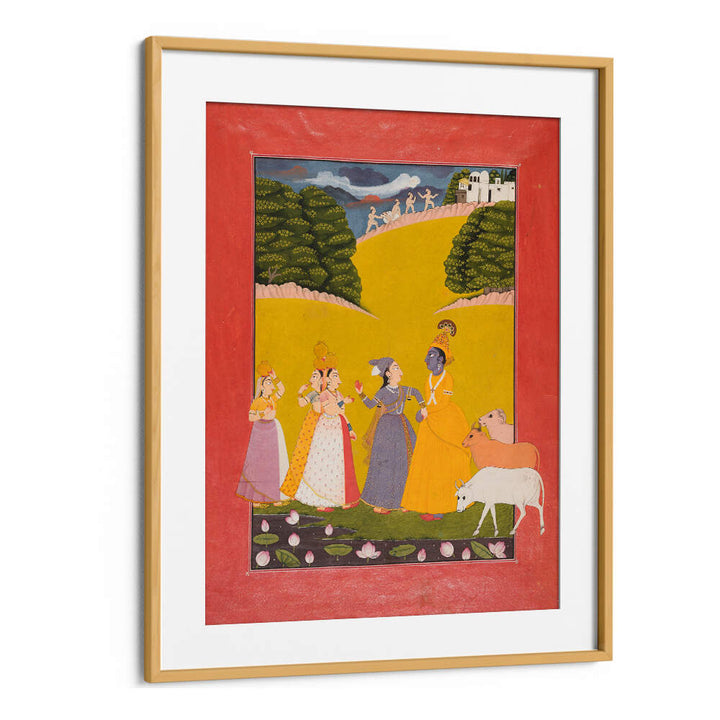 KRISHNA AMONG THE GOPIS , INDIAN ART PAINTINGS