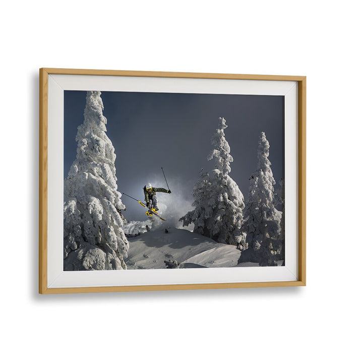Thrill-seeking skier captured in action, showcasing the spirit of SKI IS LIFE, PHOTOGRAPHY PRINTS for winter lovers.