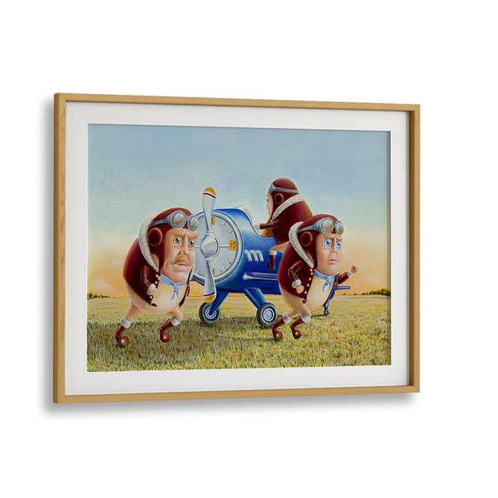 Whimsical SCRAMBLED EGGS, COMIC POSTERS featuring quirky characters in vintage aviator attire, perfect for decor.