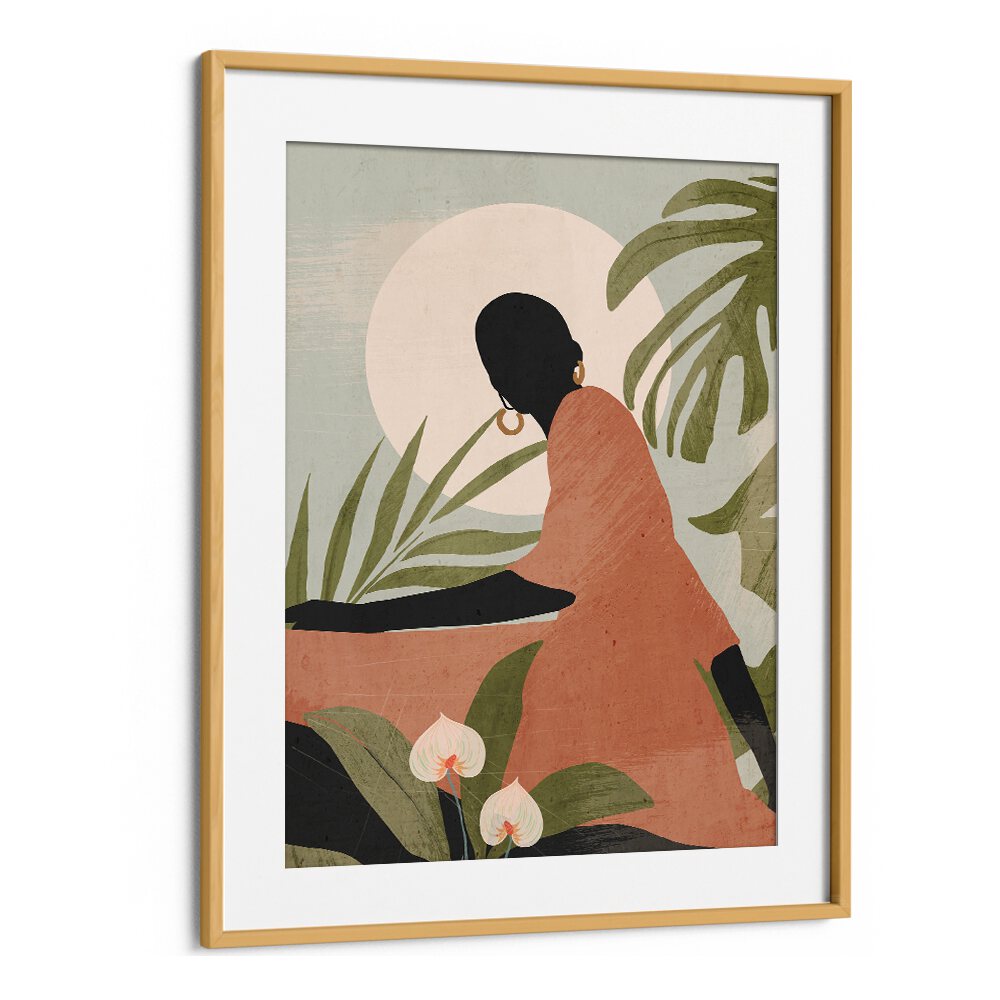 Elegant SERENE SUNLIT SILHOUETTE, BOHO ART PAINTINGS, perfect for enhancing bohemian decor in any living space.