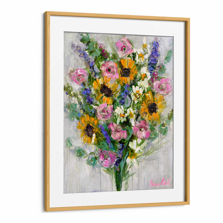 Bright and colorful VIBRANT SUNFLOWERS BOUQUET, FLORAL FLOWER PAINTINGS, showcasing nature's beauty in art.