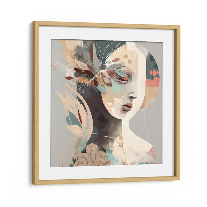 WOMAN FACE PORTRAIT WITH FLORAL ELEMENTS , PORTRAITS & FIGURATIVE ILLUSTRATIONS