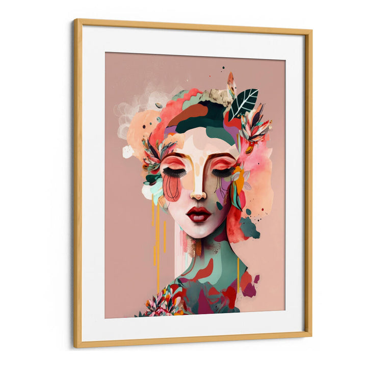 WOMAN FACE PORTRAIT WITH FLORAL ELEMENTS I , PORTRAITS & FIGURATIVE ILLUSTRATIONS