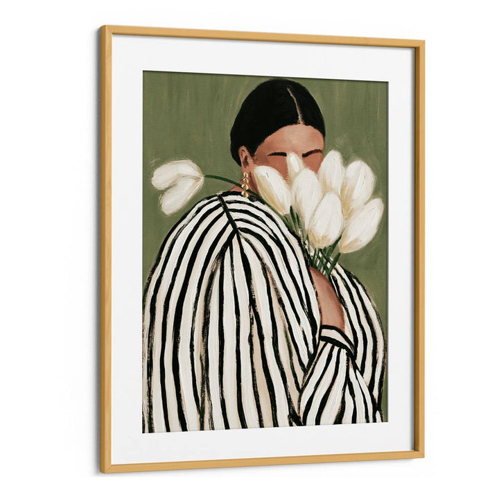 STRIPED WOMAN WITH TULIPS