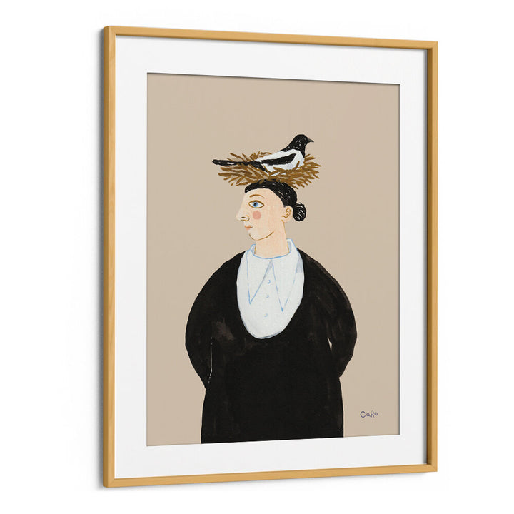 WOMAN WITH MAGPIE , PORTRAITS & FIGURATIVE ILLUSTRATIONS