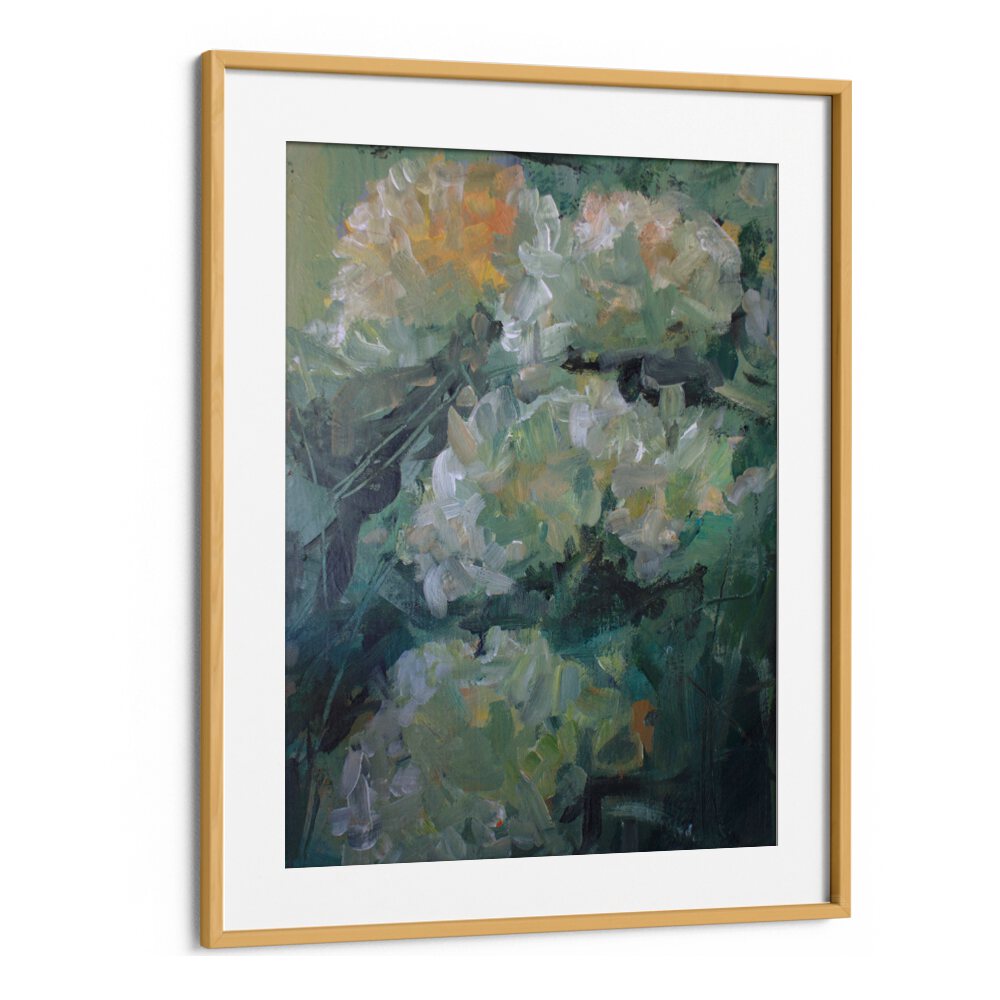 Beautiful Hydrangea Flowers in a vibrant abstract painting, perfect for enhancing your space with artful elegance.