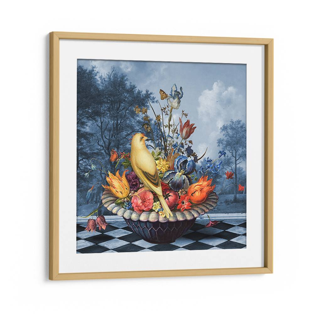 YELLOW BIRD FLORAL STILL LIFE