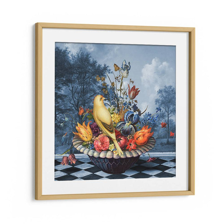 YELLOW BIRD FLORAL STILL LIFE