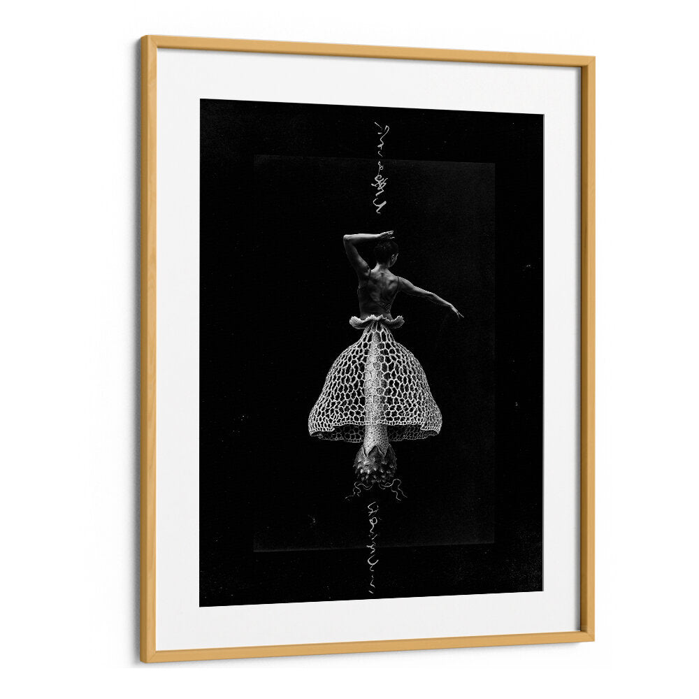 Elegant dancer in surreal art print "DANCE WITH ME, SURREAL ART PRINTS", framed by Oakwood Mount for modern decor.