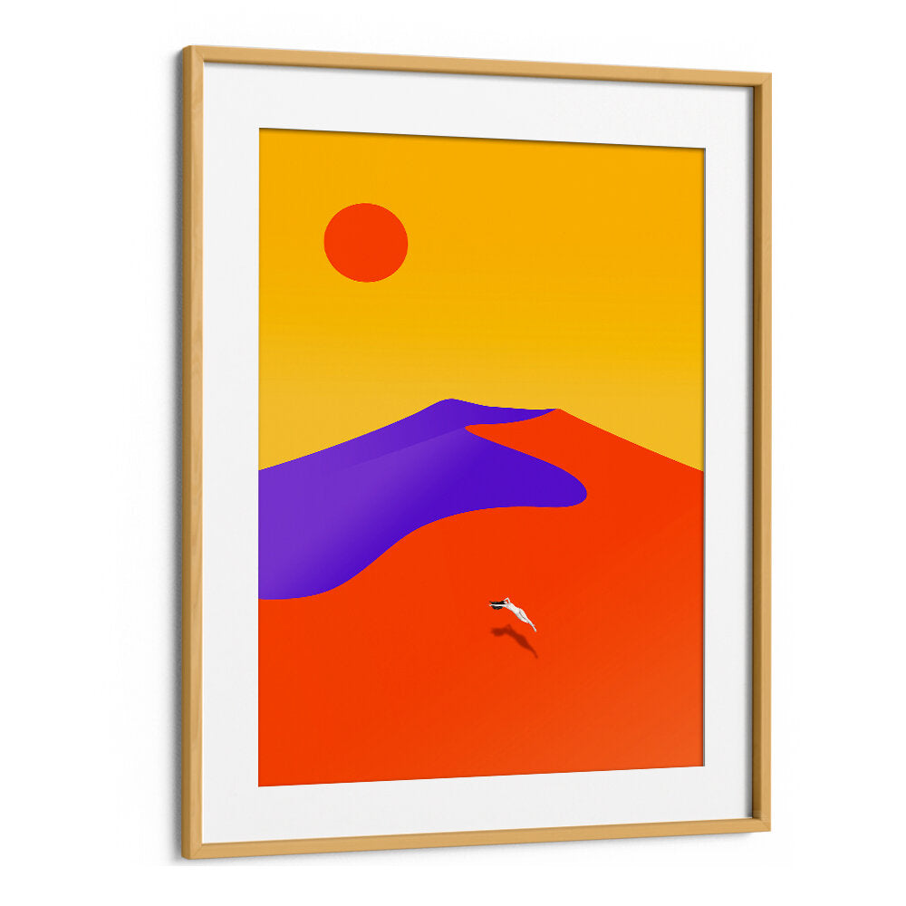 Bright and vibrant FLOATING, LANDSCAPE PAINTINGS showcasing abstract hills and sun, perfect for modern decor.