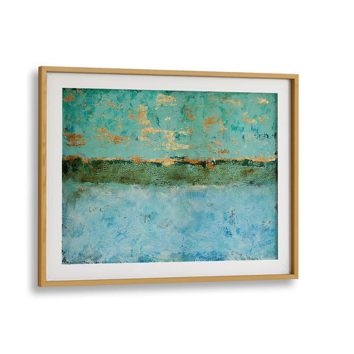 Stunning ETHEREAL HORIZONS, ABSTRACT PAINTINGS in a golden frame, perfect for transforming your living space.