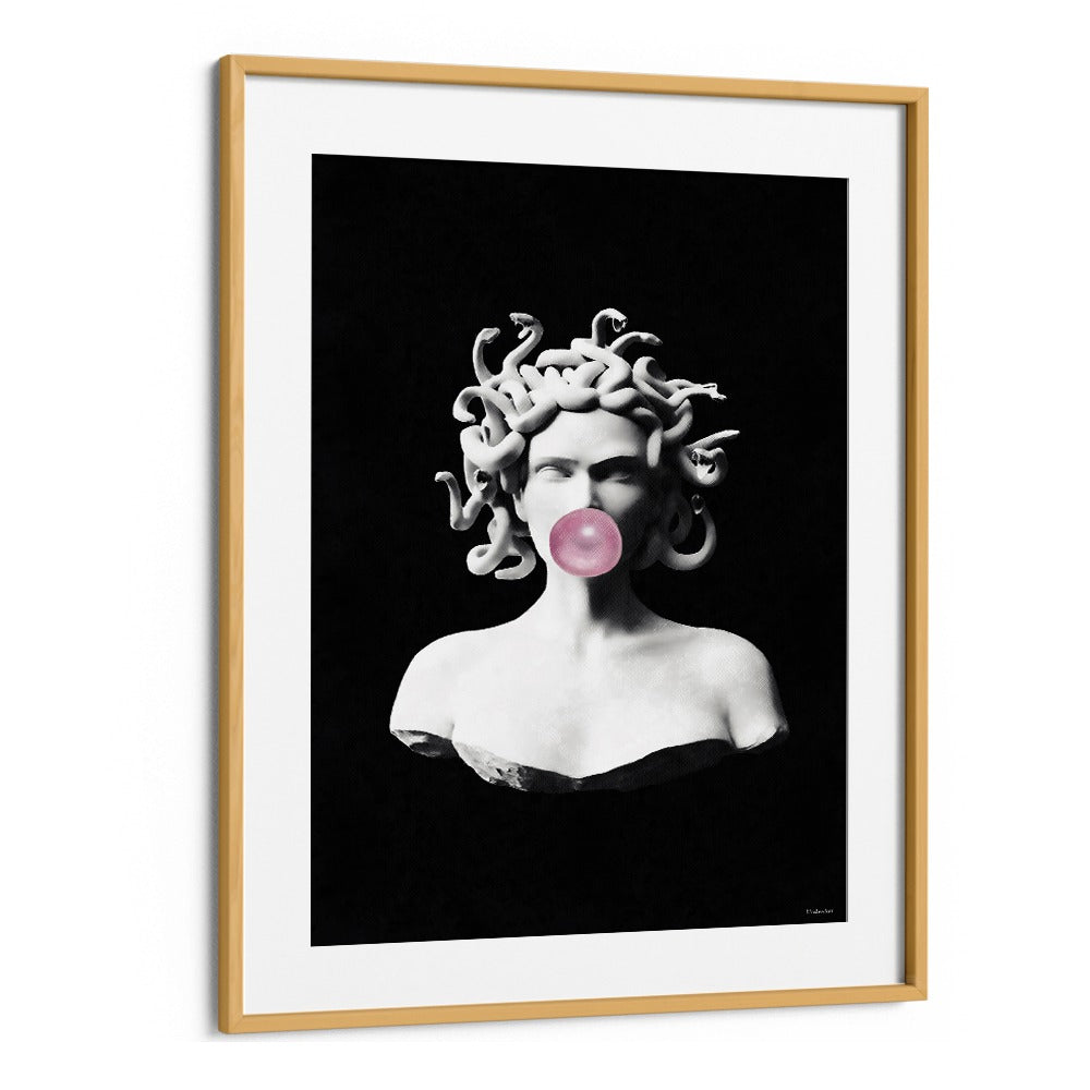 MEDUSA BLOWING PINK BUBBLEGUM BUBBLE BY UNDERDOTT, ALTERED ART PRINTS