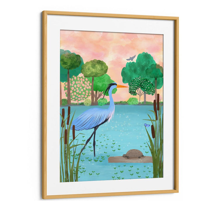 SERENE HERON HAVEN , WILDLIFE PAINTINGS , WILDLIFE POSTERS