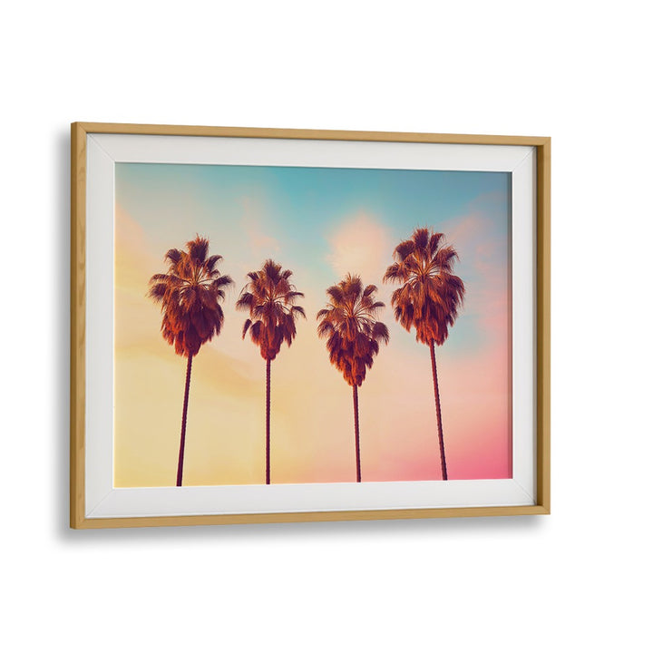 Vibrant L.A Sunset Palms, Beach Paintings showcasing warm hues of orange and pink for a stunning California vibe.