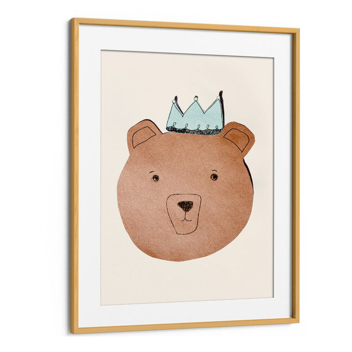 Charming LITTLE BEAR, KIDS ROOM PAINTINGS with a crown, perfect for adding whimsy to your child's space.