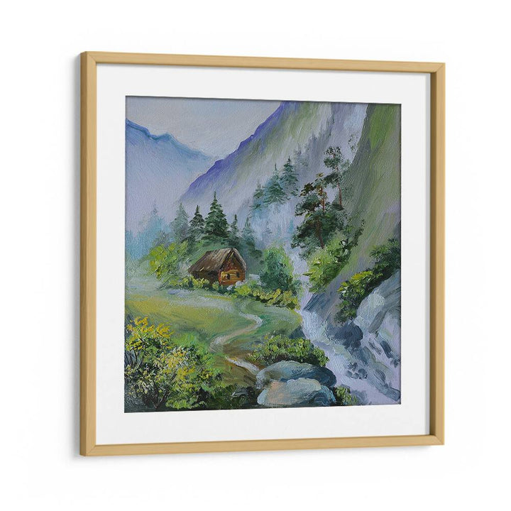 The Old Mill Vintage European Paintings in Oak Wood Frame With Mount