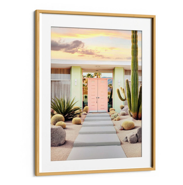 Serene desert scene featuring the END OF THE DAY IN PALM SPRINGS, BEACH PAINTINGS by Philippe Hugonnard.