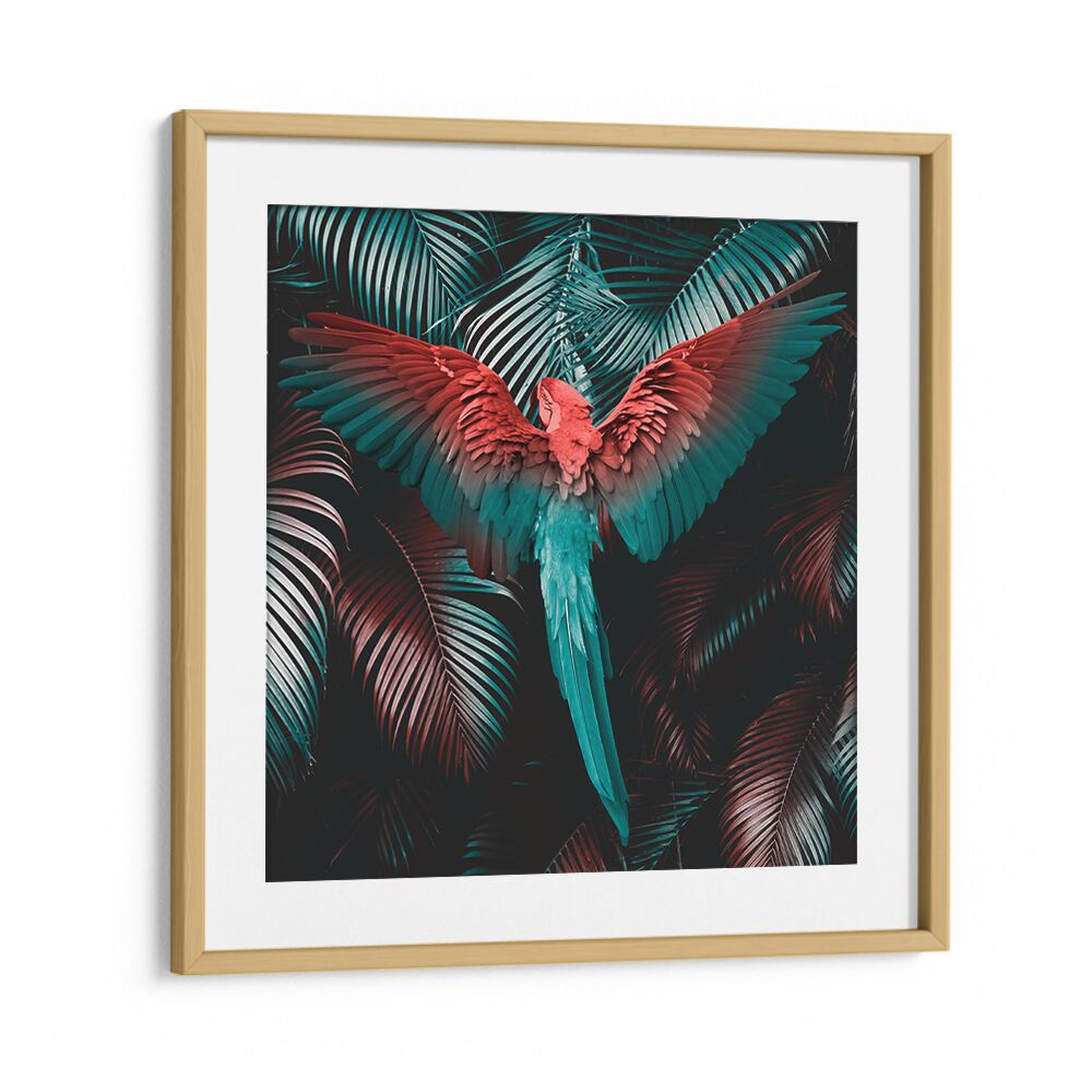 Vibrant TROPICAL STORM, ALTERED ART PRINTS featuring a stunning parrot against lush foliage, perfect for modern decor.