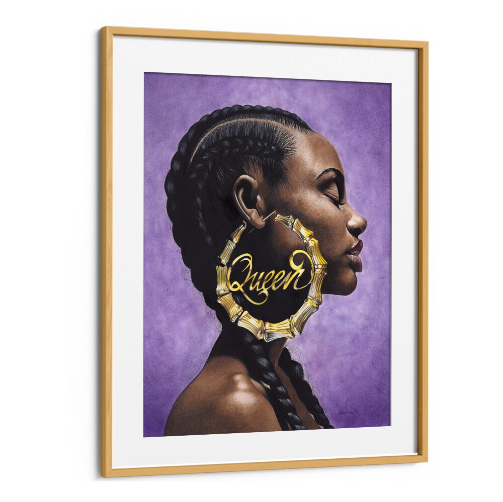 Stunning QUEEN, AFRICAN ART PAINTINGS showcase a beautiful profile with intricate earrings, perfect for any living space.