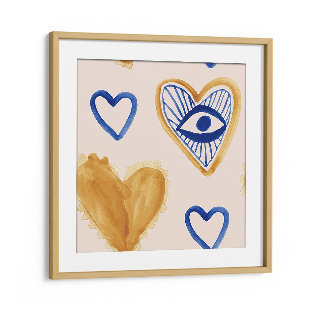 Vibrant WATERCOLOUR TILE, SURREAL ART PRINTS featuring colorful hearts, perfect for enhancing your space.