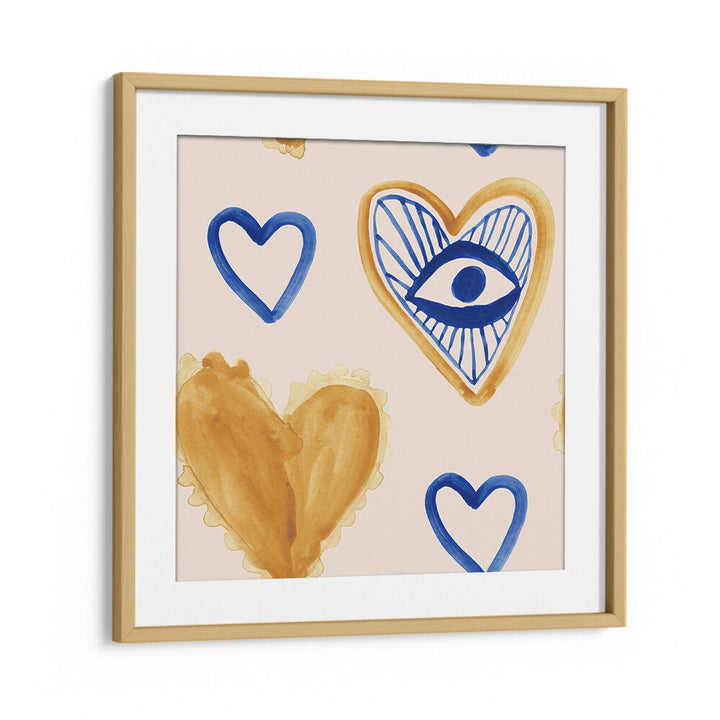 Vibrant WATERCOLOUR TILE, SURREAL ART PRINTS featuring colorful hearts, perfect for enhancing your space.