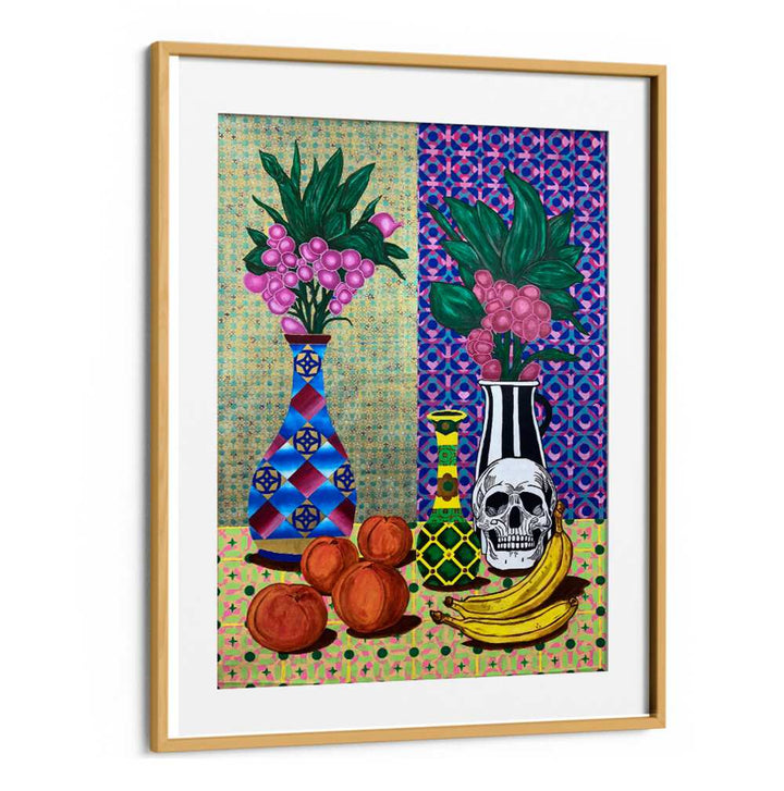 Colorful STILL MEMENTO, KITCHEN POSTERS showcasing vibrant vases, fruits, and artistic design for modern decor.