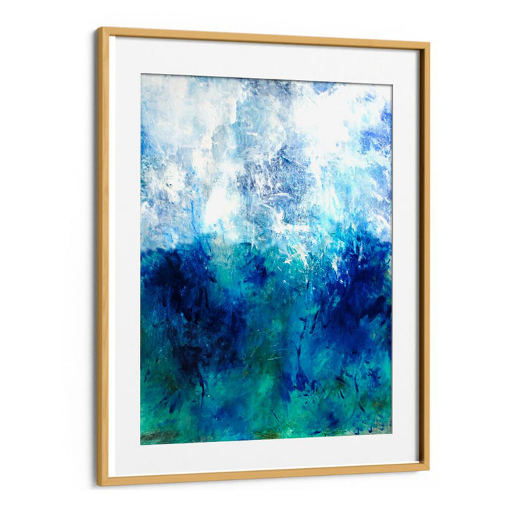 Stunning ABSTRACTION DESIGN V, ABSTRACT PAINTINGS in vibrant blues and greens, perfect for modern living spaces.