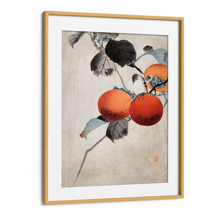 NUTHATCHER ATOP PERSIMMONS (CA. 1910)  , JAPANESE PAINTINGS , JAPANESE ART PRINTS