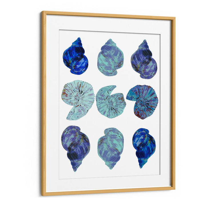 Colorful BLUE SEA SHELLS , BEACH PAINTINGS capture coastal beauty, perfect for brightening your home decor.